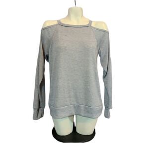 Go Couture‎ Grey Cold Shoulder Top Size Large